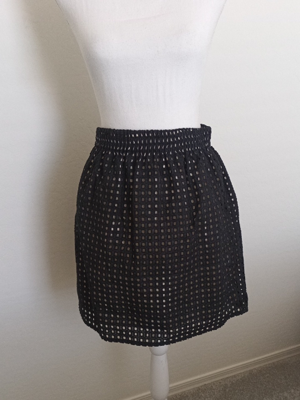 Loft Eyelet Mini Skirt Black And White Size Medium